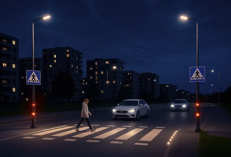 Passadeiras Inteligentes Passadeira Inteligente: É um equipamento tecnológico que transforma as passadeiras de peões sem gestão de trafego em passadeiras seguras e inteligentes